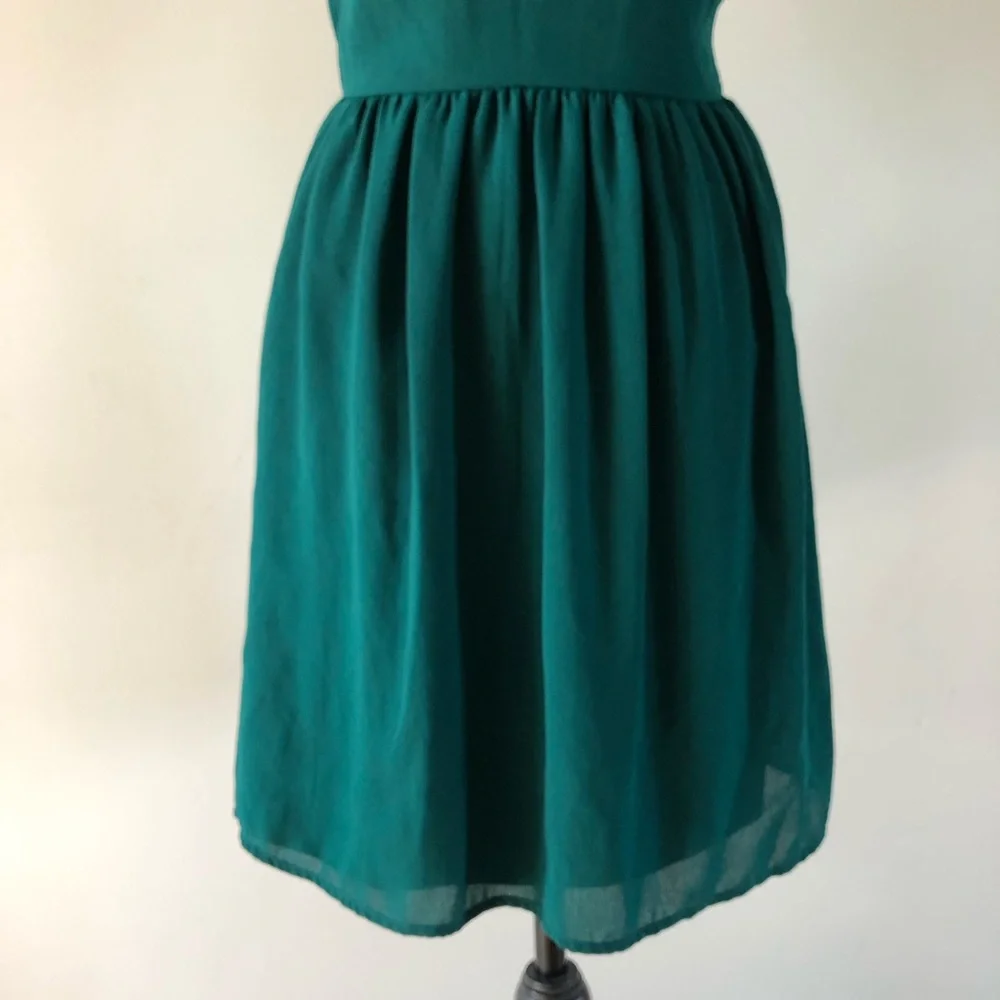 Women’s Zara Trafaluc Emerald Green Beaded Embroidered Midi Dress size S - Picture 3 of 14